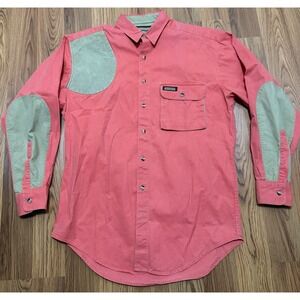 Remington Vintage Shooting Shirt Mens Large Made USA Hunting Elbow Patches Twill
